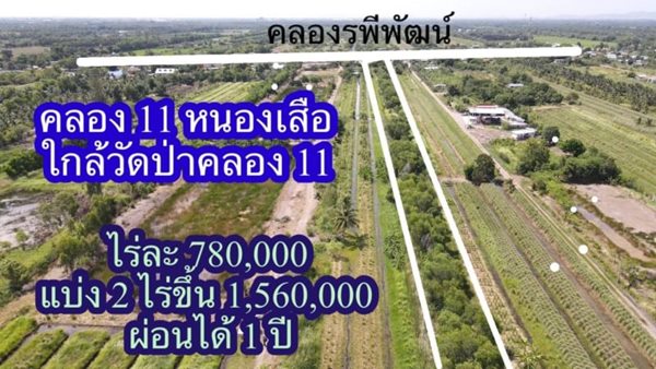 ถูกจัด เจ้าของรีบขาย แบ่งจ่ายได้ ที่ดินคลอง11 หนองเสือ T.062-1574449 (รูปที่ 3)