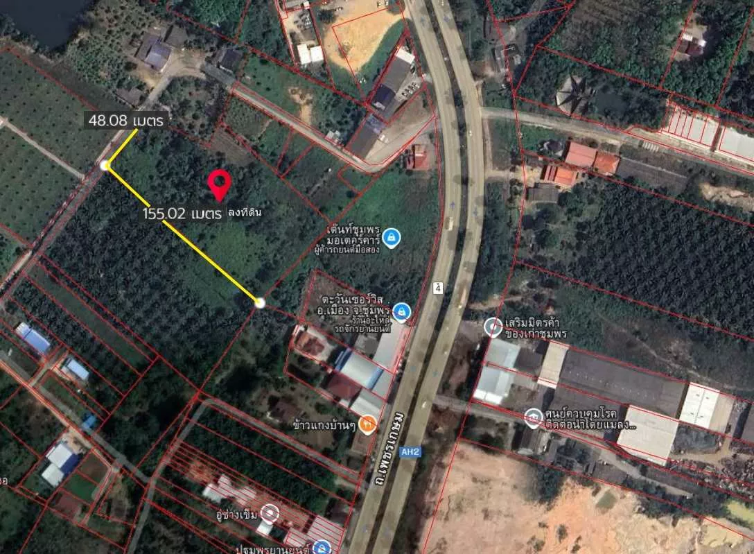 ขายที่ดิน 7 ไร่ ผังเมืองสีชมพู เมืองชุมพร ใกล้ถนนเพชรเกษม ทำเลทองพัฒนาได้ทันที