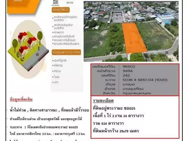 ขายที่ดินทำเลดี ใกล้แหล่งธุรกิจและการเดินทางสะดวก ติดทางด่วนสุขสวัสดิ์ - พุทธบูชา ขนาด 1 ไร่ 2 งาน 14 ตรว. โทร 0632425959